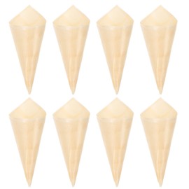 Toddmomy 50 Pieces Wood Tasting Cone Disposable Wood Cones Wooden Ice Cream Cone Appetizer Finger Food Snack Holder for Parties Catering Events Food Displays