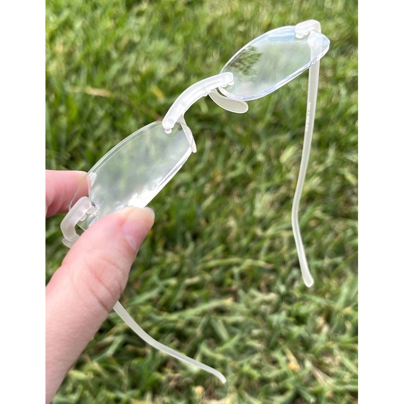 Calabria 714 Flexie Oval Rimless Reading Glasses +1.00 Ice Men/Women