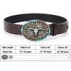 Western-Turquoise-Cowboy-Belt for Men Women with Longhorn Bull Buckle Belt for