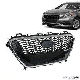 YLT Auto For 2016-2017 Hyundai Sonata Hybrid Front Upper Grille Black Chrome 86350E6000