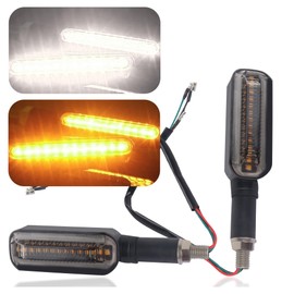 carleef 2PCS Motorcycle Turn Signals,Bright Cool 12LED Motorcycle Turn Signal Lights Indicators,Modification Essential 12V Motorcycle Blinkers with Waterproof Design (White-Amber)