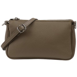 SH Leder Jennie G323 Genuine Leather Shoulder Bag Handbag Clutch Small Bag Evening Bag 23 x 13 cm, Dark taupe