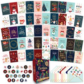 100 Pack Boxed Christmas Cards with Envelopes & Stickers - 100 Unique Designs with Printed Inside Christmas Cards Boxed with Envelopes, 4x6in Christmas Cards Bulk with Envelopes, Christmas Card Bulk