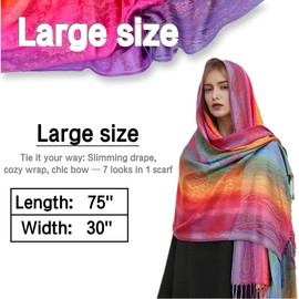 guiyal Cotton Blend Jacquard Vintage Soft Scarf With Fringed Edges,linen scarf,Silk Scarf，shawl,travel （Silk Satin Red）
