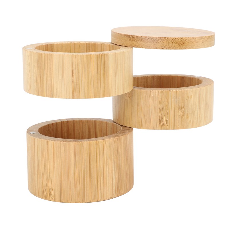 Home 3 Tier Bamboo Wood Container 3 Tier Seasoning Container