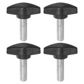 sourcing map 4pcs Tee Wing Knobs Thumb Screws M8 x 25mm Standard Male Thread Plastic T Knobs Handles Hand Clamping Thumbscrew, Black