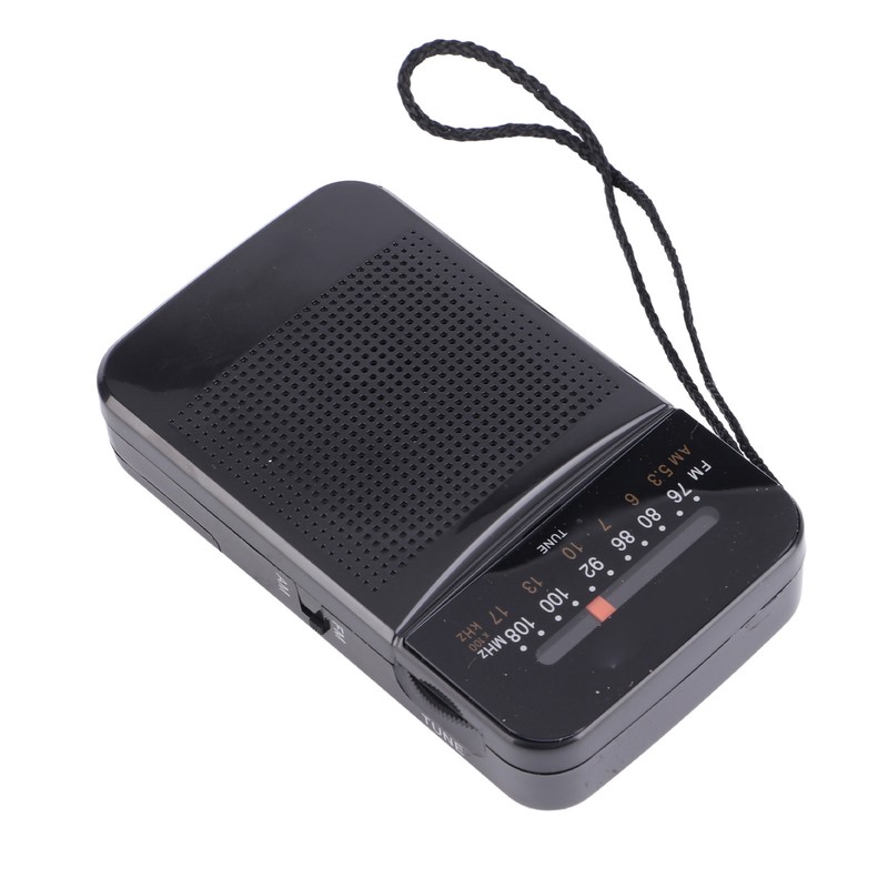 Portable AM FM Radio Black Color Headset Pluggable Built in