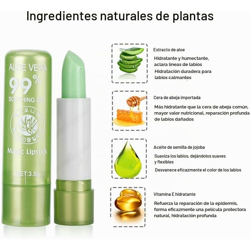 YUYTE Bálsamo para Labios Que Cambia de Color, Brillo de