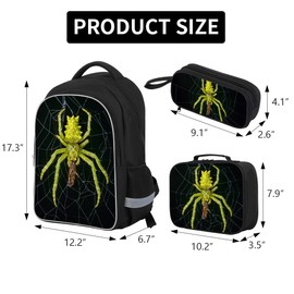 Dispalang Spider Backpack Insulated Lunch Box Pencil Case Animal Design Kids Children School Bag Set Laptop Bookbag for Boys Girls