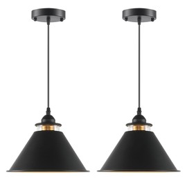 OFPSABAL Black Pendant Lights Kitchen Island 2 Pack, Dome Pendant Light Fixtures, Farmhouse Pendant Light, Modern Pendant Lights for Kitchen Island Dining Room Bedroom Study (2, Black)