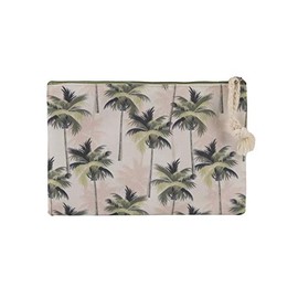 Vinsani Cotton Polyester Makeup Bag Cosmetic Pouch Portable Toiletry Bag Organizer Pencil Case for Travel School Office Festival Birthday - Palm Tree