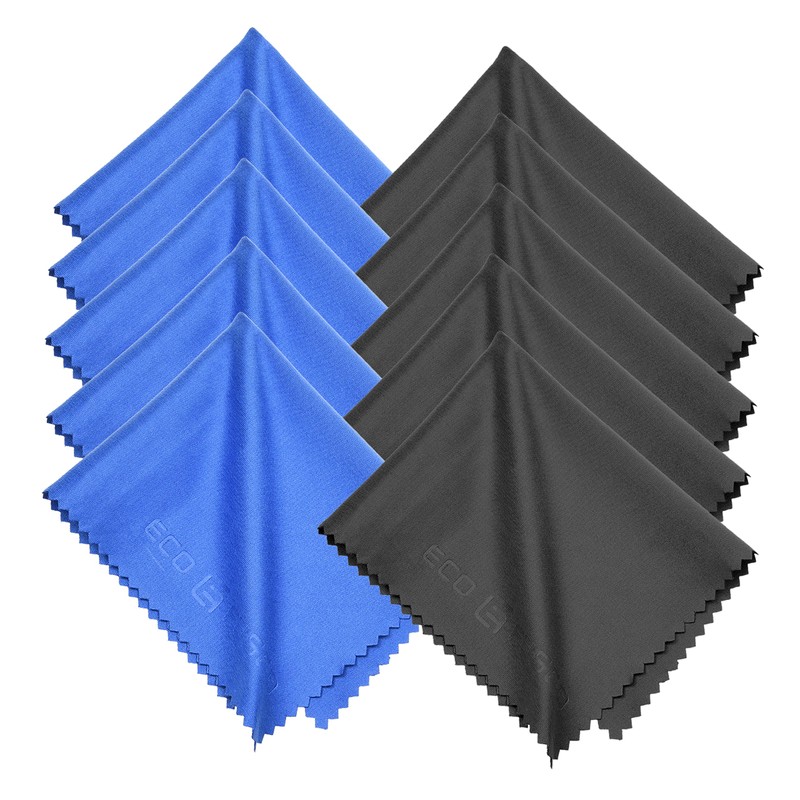 Eco-Fused Blue/Black Microfiber Cloth - 6x7 Inch - 12 Pack