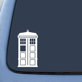 Dr. Who Tardis Sticker Decal Notebook Car Laptop 5" (White)