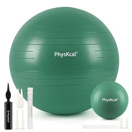 PhysKcal 75cm Green Dicker Gymnastikball und 23 cm Pilatesball Set, Anti Burst Gymnastikball, Anti-Rutsch-Sitzball, Balanceball, Yogaball f√ºr Zuhause, Fitnessstudio und B√ºro