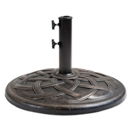 Helios&Hestia 31 lb Heavy Duty Umbrella Base, Round Resin Stand Weight for Patio Outdoor Market Table Umbrella, Bronze