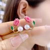 MAQVQLU Tulip Pearl Stud Earrings - Front and Back Earrings