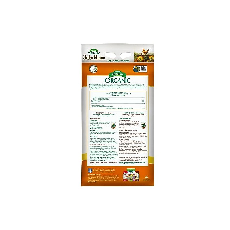 Espoma Organic Chicken Manure 25 lb. Bag. All Natural &