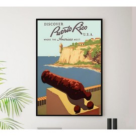 Territory - Puerto Rico - Vintage Travel Poster-24 x 36 Inches (Black - Framed)