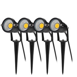 BLOOMWIN Gartenstrahler mit Erdspieß Warmweiß 4er Set, Gartenbeleuchtung Gartenleuchte 5w 220V COB Landscape LED IP65 Wasserdicht LED Gartenlampe Spot Strahler Außen Außenbeleuchtung