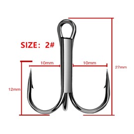 Treble Hooks, 50 Pieces Treble Hooks Carbon Steel, Treble Fishing Hooks Set, Treble Fishing Hooks Carbon Steel, CuiCanfla Fishing Hook Set, Carbon Steel, Sharp, for Saltwater Fishing