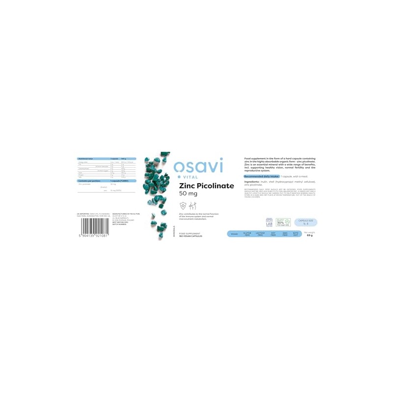 Osavi Zinc Picolinate, 50mg - 180 Vegan caps