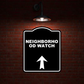 NEIGHBORHOOD WATCH Black Sign Arrow Up Aluminum Composite Sign 20 x 24 inches