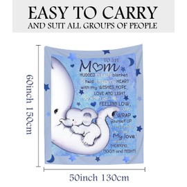 Mum Gift from Daughter Son Elephant Cartoon Bed Throw Blankets 50x60 Inches for Mum Mummy Mama Mother Birthday Gift Blanket Gift for Mum (my mum)