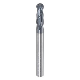 sourcing map Ball Nose End Mill CNC Router Bit, 1/8" Radius 1/4" Shank Solid Carbide AlTiN Coated 2 Upcut Spiral Flutes Cutter Milling Tool, 1/4" Dia 2-1/2" Total Length