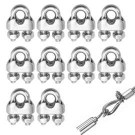DHWEKU Wire Rope Clamp, 10 Pieces, Rope Clamp, Stainless Steel, 304 Bow Clamps, Rope Clamp for Wire Ropes, Steel Cable Ropes, Diameter 4 mm