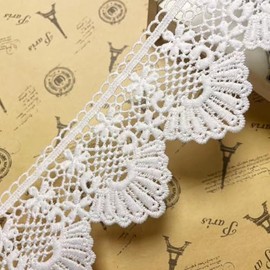 6CM Width Europe Pineapple Pattern Inelastic Embroidery Lace Trim,Curtain Tablecloth Slipcover Bridal DIY Clothing/Accessories.(4 Yards in one Package) (White)