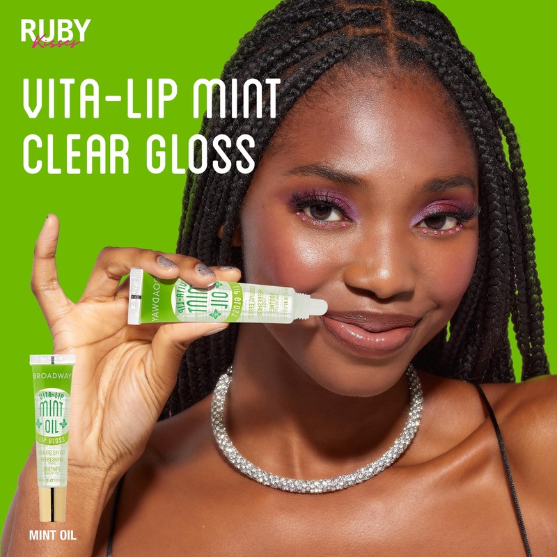 Ruby Kisses Broadway Vita-Lip Clear Lip Gloss (Mint Oil 3