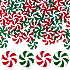 25 mm Christmas Candy Cane Peppermint Ornaments for Christmas Tree Fake Candy Candy Decorations Candy Decor Candy Christmas Ornaments Candy Cane Craft for DIY Crafts (Red White, Green White, 100 Pcs)