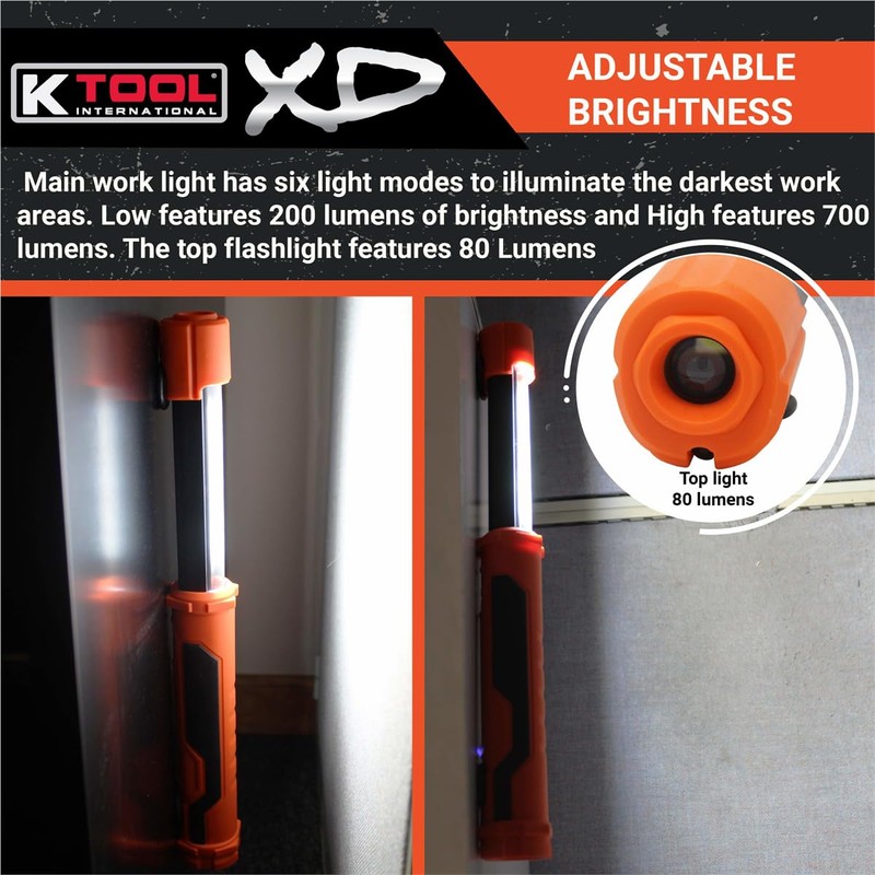 K Tool International XD52848 15.5-Inch Adjustable LED Work Light, Orange/Black,
