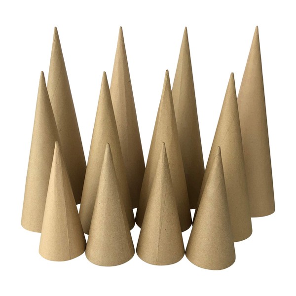 Paper Mache Craft Cones Variety Pack 3 Sizes- 13.75 x