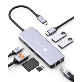 NOVOO USB C Hub to HDMI 4K, 8-in-1 Adapter USB C to USB, USB C, PD 100W, Etherenet RJ45