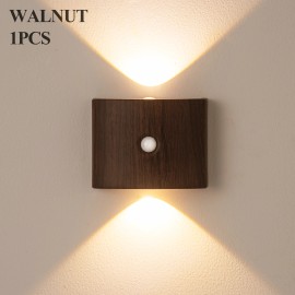 Morden Wireless Magnetic Motion Sensor Wall Light RGB Smart Home USB Rechargeable Night Light Bedroom Bedside LED Wall LampsBody color: Brown, Lamp Power(W): 1, Lamp Sizes: Small