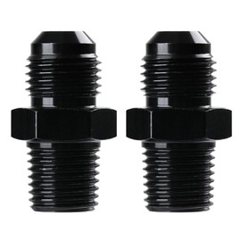 Ucreative 6AN Male Flare to 1/4" NPT Pipe Fitting Adapter Aluminum Straight Black 2Pcs