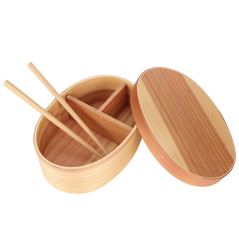 1Layer Bento Box Wood Lunch Box Wooden Sushi Tableware Bowl