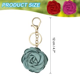 PATIKIL Flower Keychains, Enameled Keychain Cute Rose Flower Pendant Keyring Purse Bag Accessories Car Ring Pendant for Handbag Keys, Light Blue
