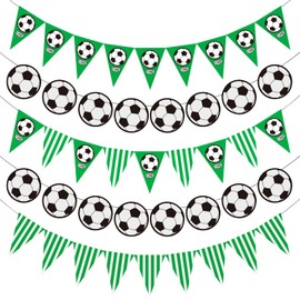 Pack of 5 Football Decoration Banners, Football Decoration Football Theme Party Supplies, Bunting Decoration for Football Fan Birthday, for Football Game Party Celebration, Children's Birthday Banner