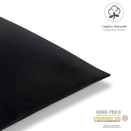 Alreya Renforcé Pillowcase, 100% Cotton, Super Soft Pillowcase with YKK Zip, Pillow Slip Only, 80 x 80 cm, Black