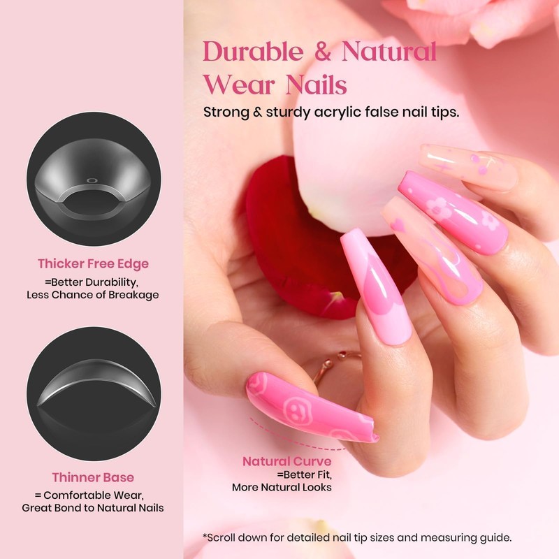 Beetles Gel Nail Tips Upgraded 15 Sizes Long Coffin Gel