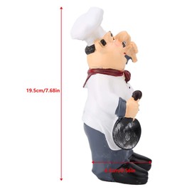 Tomotato Chef Figurine, Miniature Resin Chef Figurines Vintage Chef Statue Happy Chef Sculpture Collectible Gifts Tabletop Decor for Home Kitchen(Hold Spoon)
