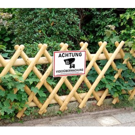 FLAGLY Premium Achtung Videoüberwachung Sign DSGVO 30 x 20 cm, Made of 3 mm PVC Hard Foam Board, Made in Germany, Sturdy Sign Video Surveillance / Warning Sign, Weatherproof and UV-Resistant