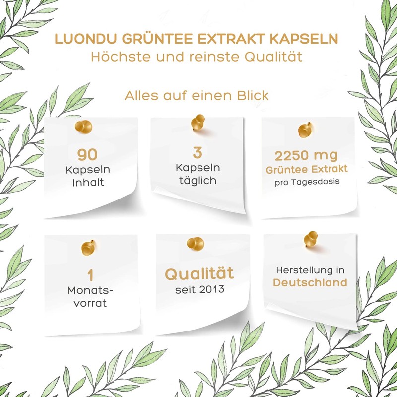 Luondu Green Tea Extract 90 Capsules High Dose - 2250mg