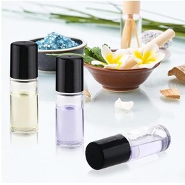 1/3oz plain roll on glass bottles with roller and black caps- 144 PACK; Essential Oils Roll On Bottle; Perfume Roller Bottles; Refillable Clear Glass; Deodorant Bottles