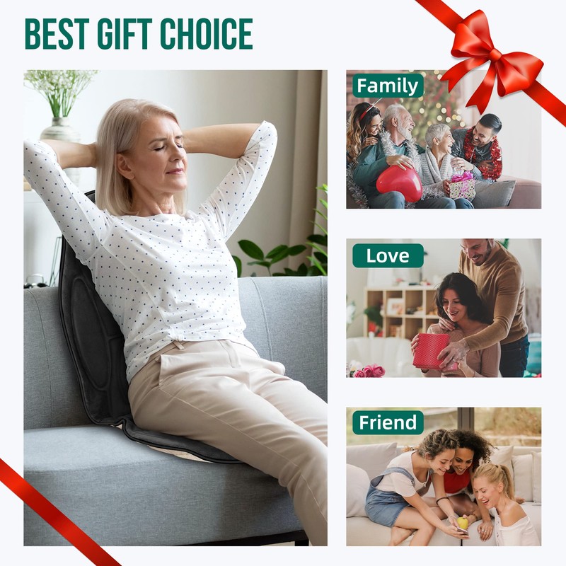 Snailax Back Massager with Heat, Memory Foam Chair Massage Pad,