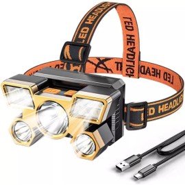 CL Linterna Minera Lampara Para Cabeza Con 5 Leds Recargable