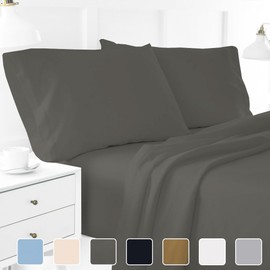 Bed Sheet Sets Cotton 400 Thread Count Sheets-Twin XL Sheets-16 inch deep Pocket Sheets Twin XL Size-4 Pcs Sheet Set-Hotel Luxury Bed Sheets-Extra Soft-Easy Fit(Dark Grey-Twin XL)