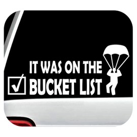 Skydiving Bucket List Parachute Decal Sticker for Car Window 8.0 Inch BG 331